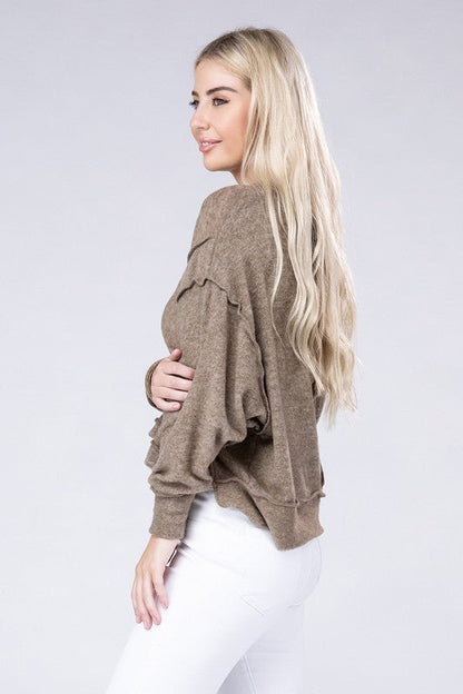 Brushed Melange Hacci Oversized Sweater - Global Village Kailua Boutique