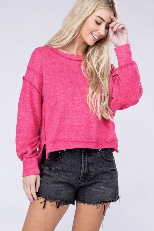 Brushed Melange Hacci Oversized Sweater - Global Village Kailua Boutique