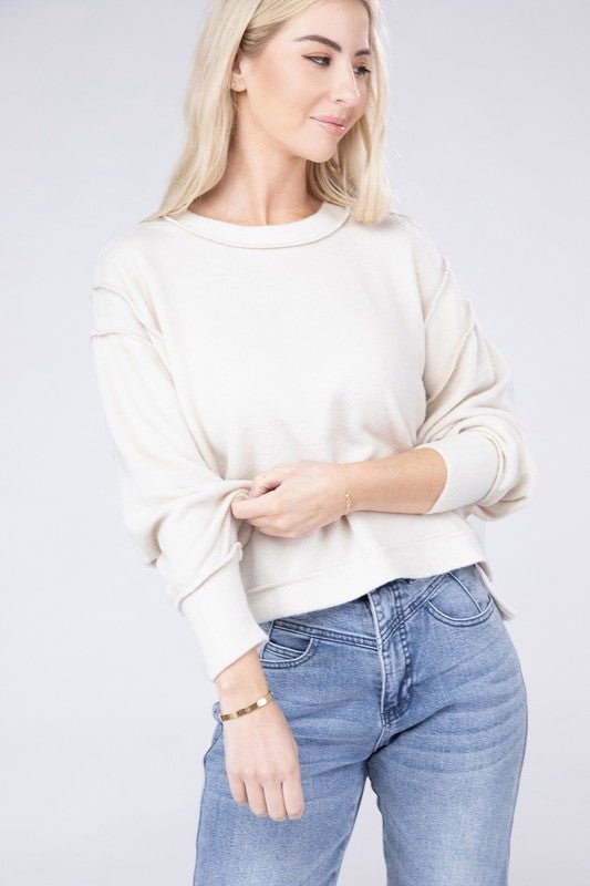 Brushed Melange Hacci Oversized Sweater - Global Village Kailua Boutique