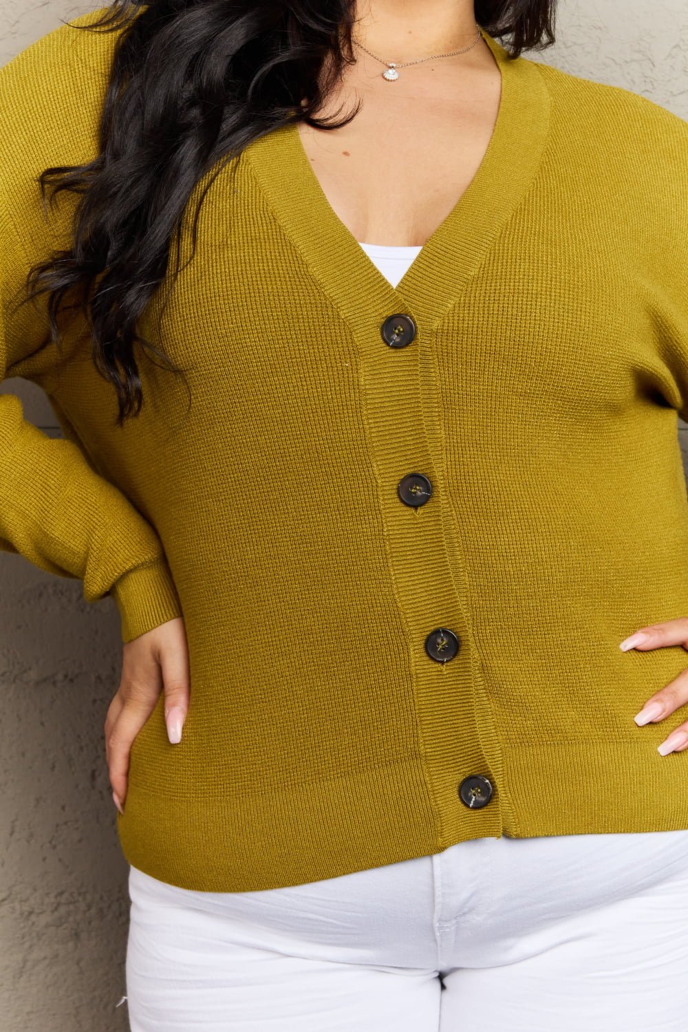 Button Down Cardigan in Chartreuse - Global Village Kailua Boutique