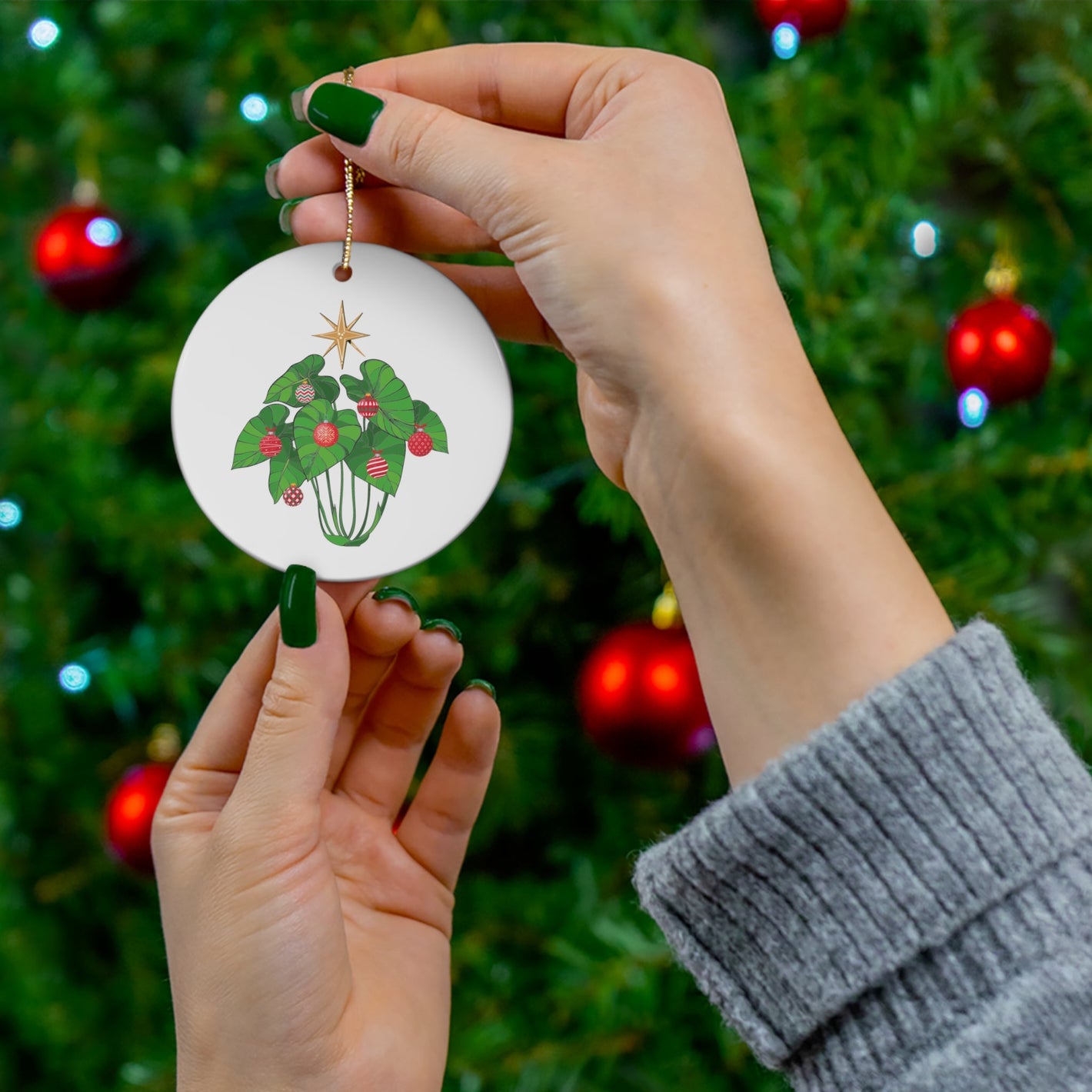 Ceramic Ornament Kalo Kalikimaka - Global Village Kailua Boutique