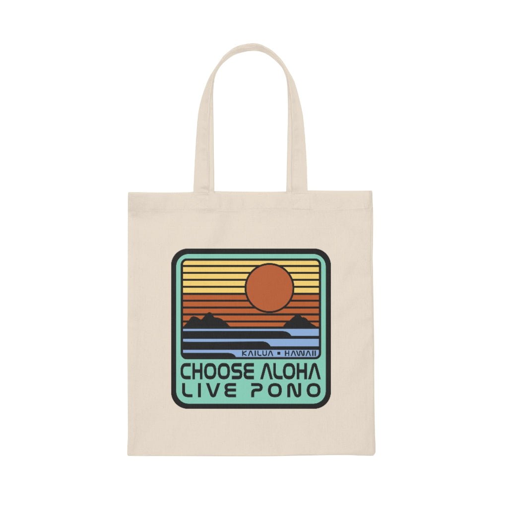 Choose Aloha Live Pono Canvas Tote Bag Global Village Kailua Boutique