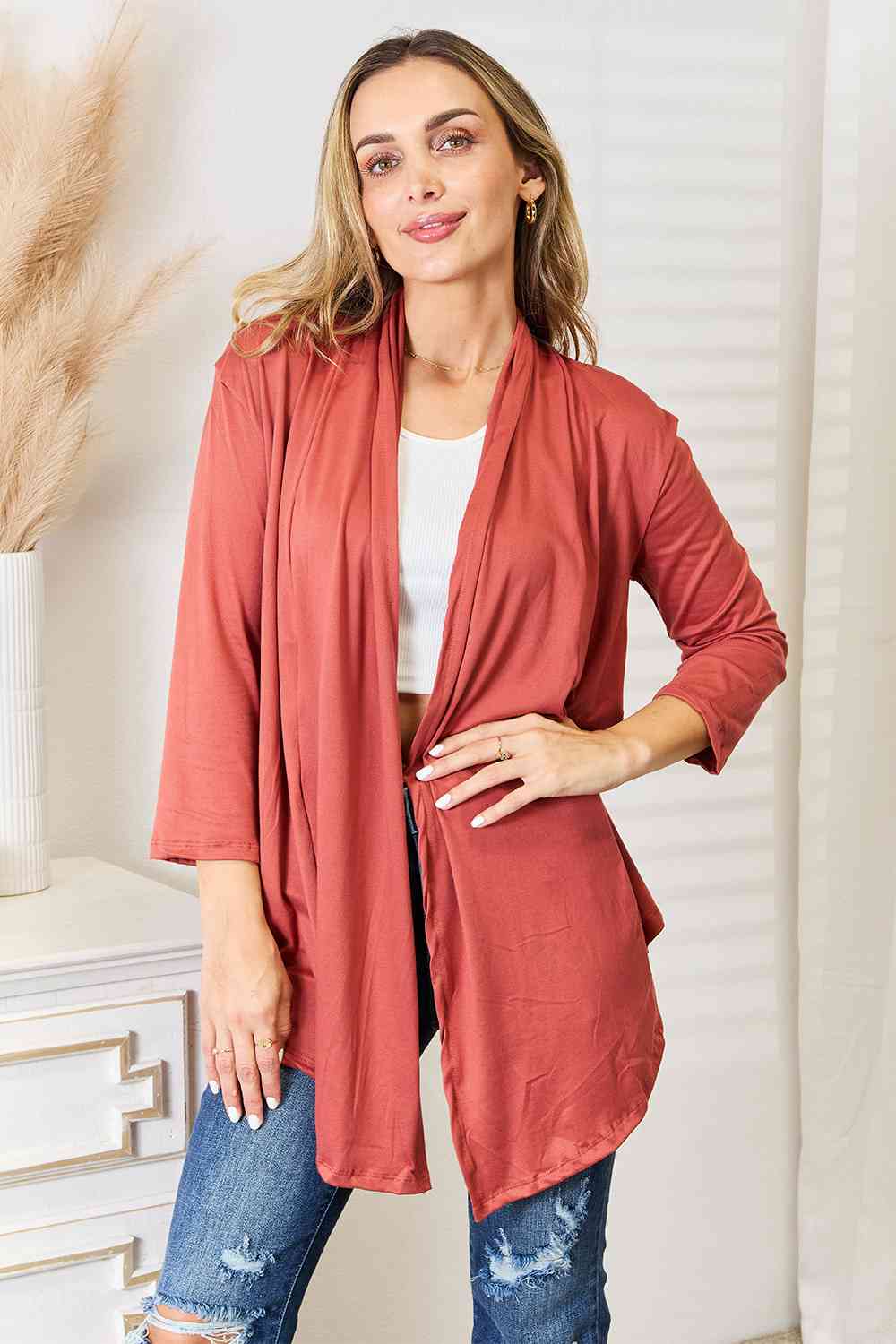 Coral Open Front Cardigan - Global Village Kailua Boutique