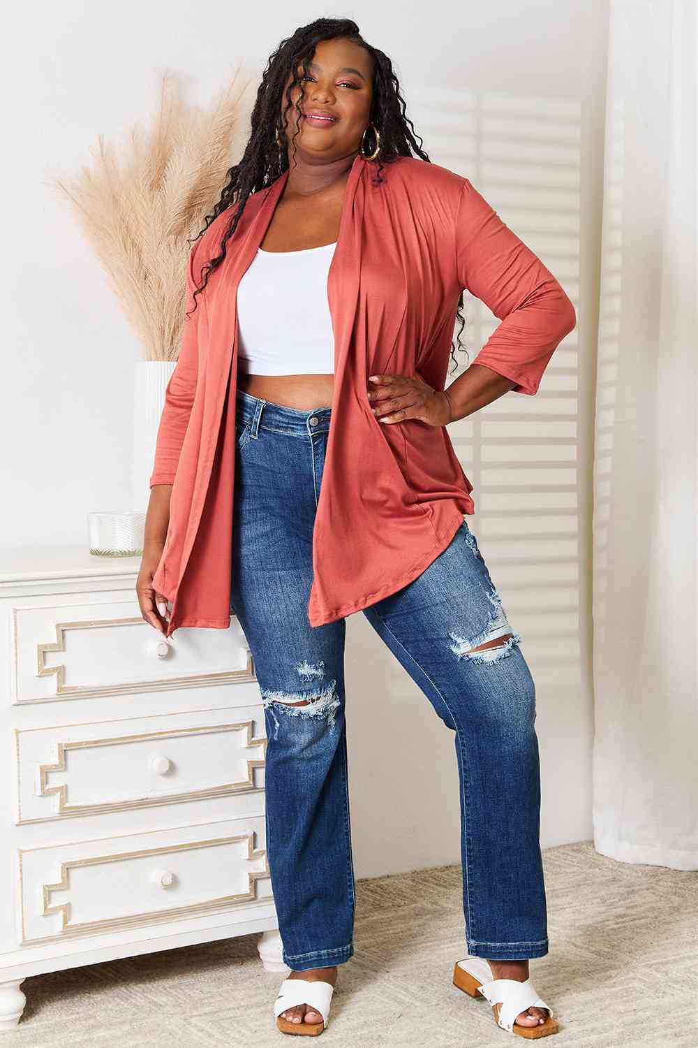 Coral Open Front Cardigan - Global Village Kailua Boutique