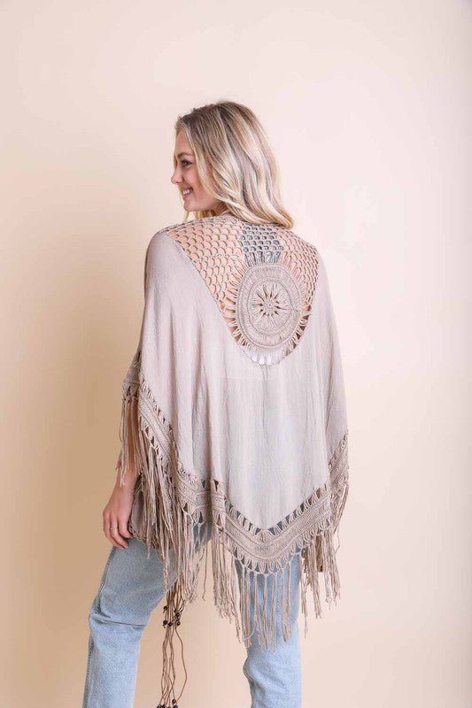 Crochet Medallion Tassel Cardigan - Global Village Kailua Boutique