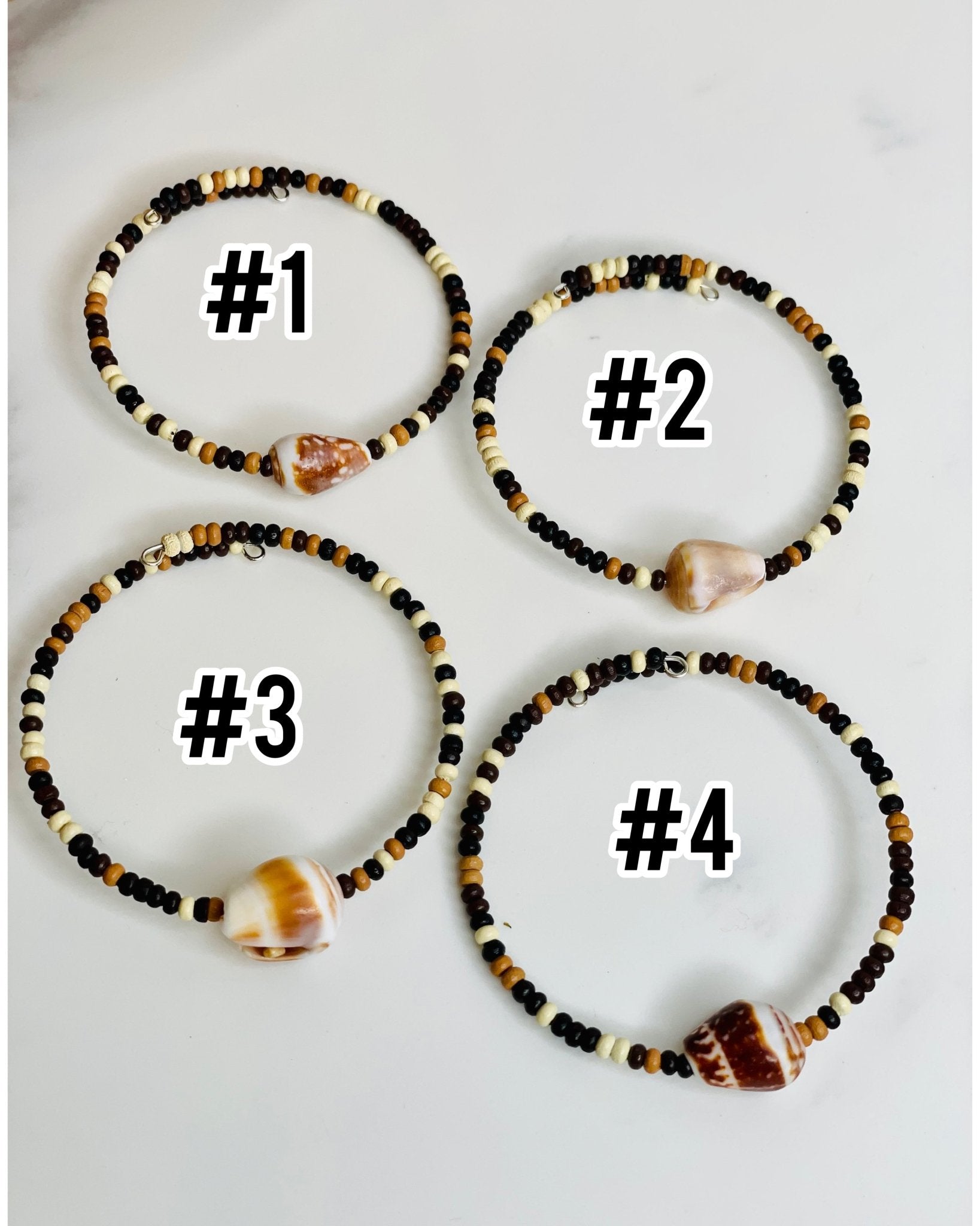 Cuff Bracelet Cone Shell Wood Beads - Global Village Kailua Boutique