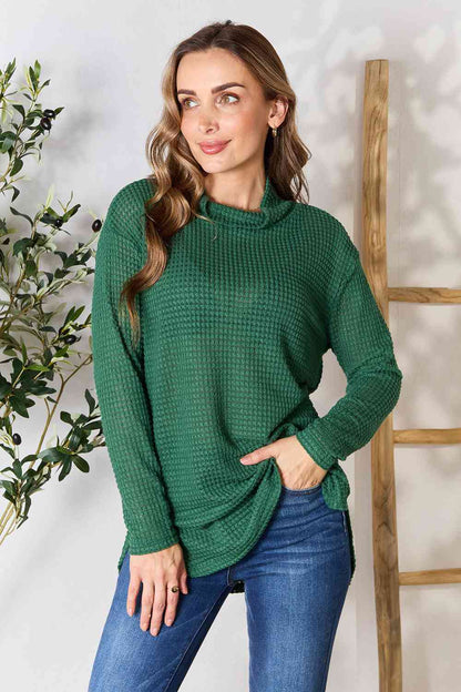 Culture Code Full Size Dropped Shoulder Long Sleeve Slit Blouse - Global Village Kailua Boutique