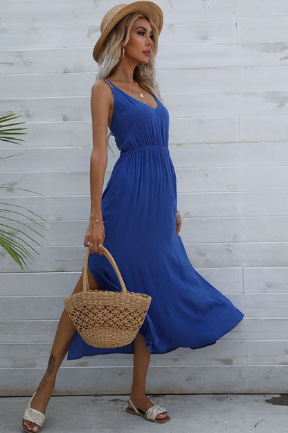 Double-Strap Side Slit Dress - Global Village Kailua Boutique
