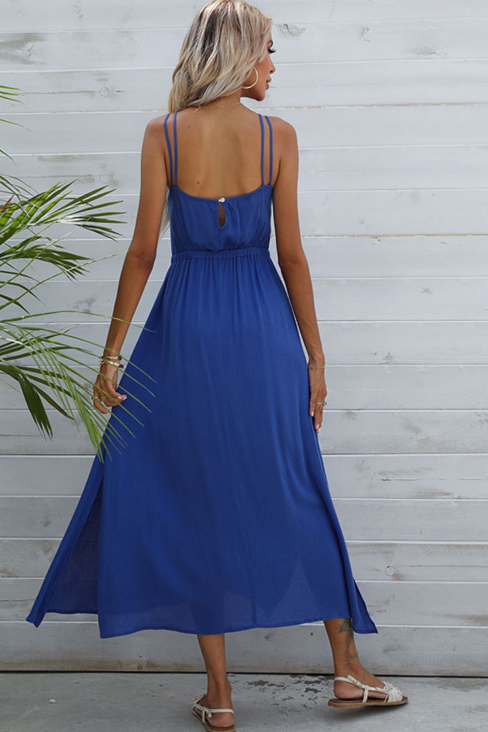 Double-Strap Side Slit Dress - Global Village Kailua Boutique