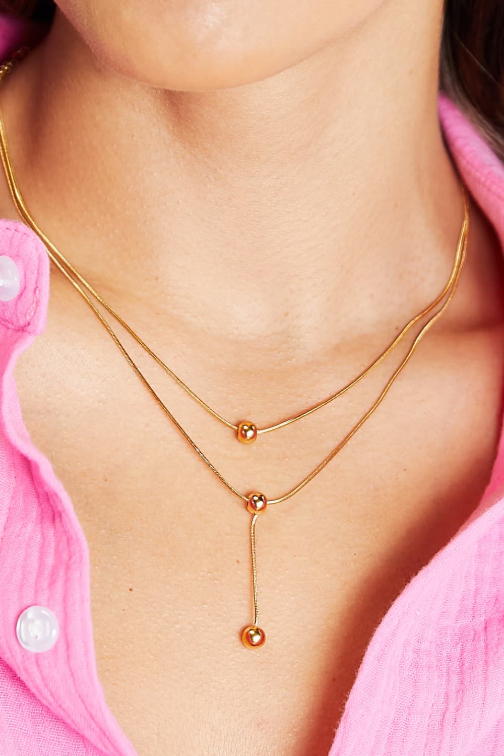 Drop Ball Double-Layered Necklace - Global Village Kailua Boutique