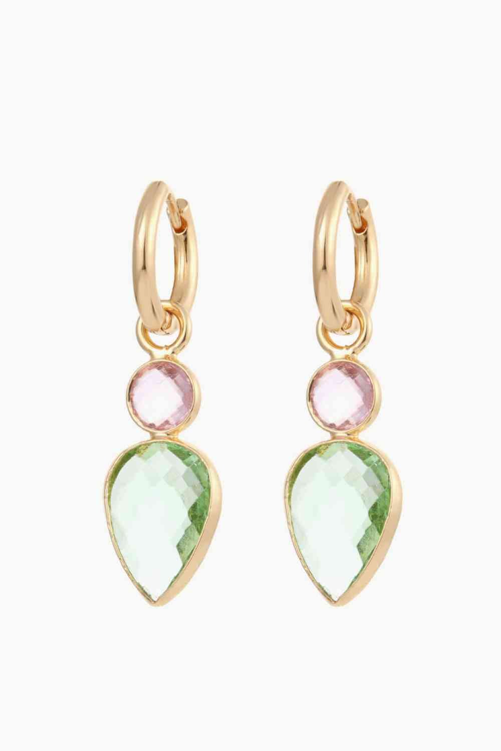 Facet Crystal Geometric Drop Earrings - Global Village Kailua Boutique