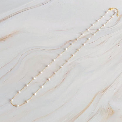 Faux Pearl Heart Long Chain Necklace - Global Village Kailua Boutique