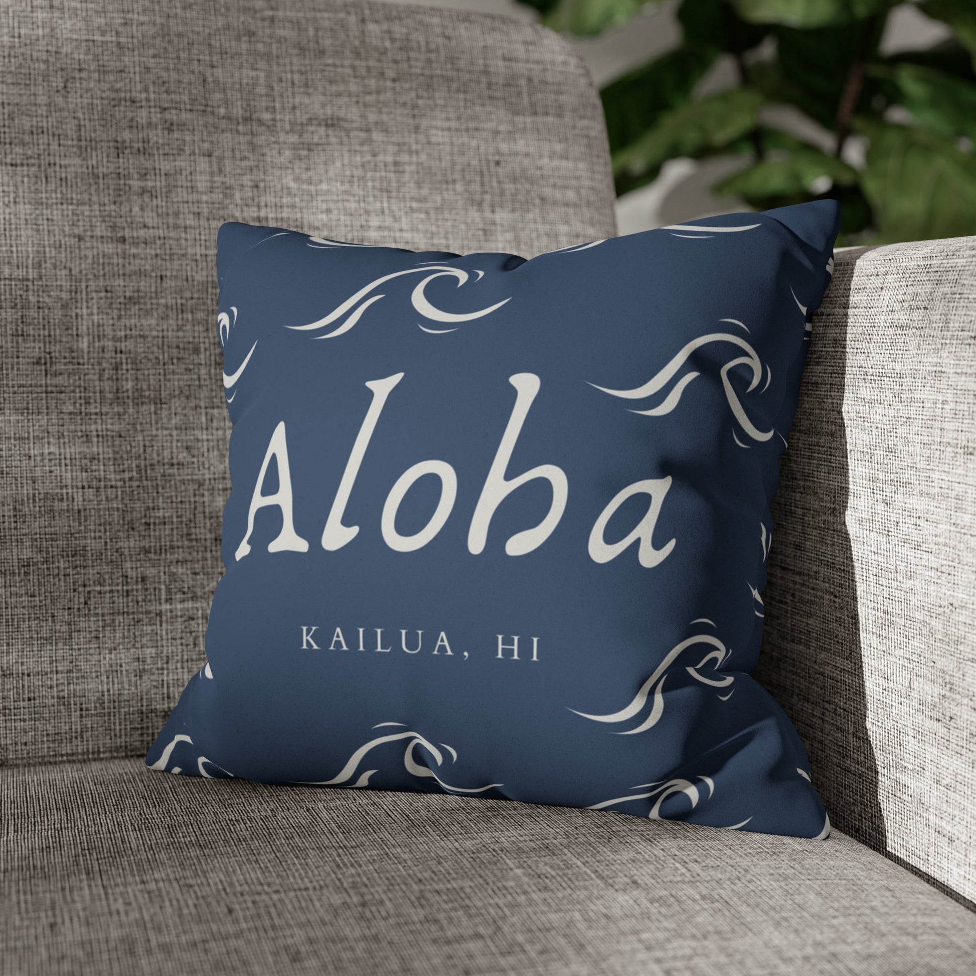 Faux Suede Square Pillow Case Aloha Wave (4 sizes) - Global Village Kailua Boutique