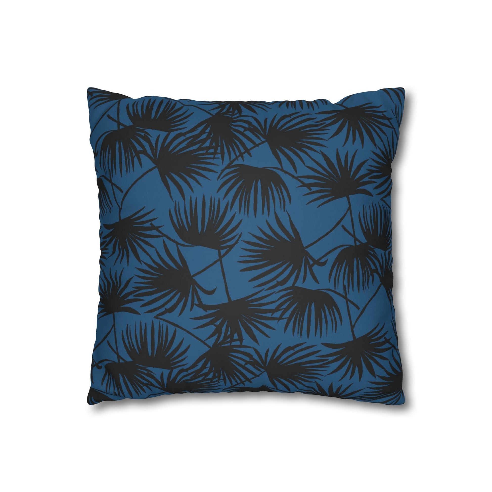 Faux Suede Square Pillow Case Fan Palm Indigo (4 sizes) - Global Village Kailua Boutique