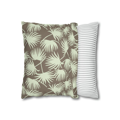 Faux Suede Square Pillow Case Fan Palm Mocha Mint (4 sizes) - Global Village Kailua Boutique