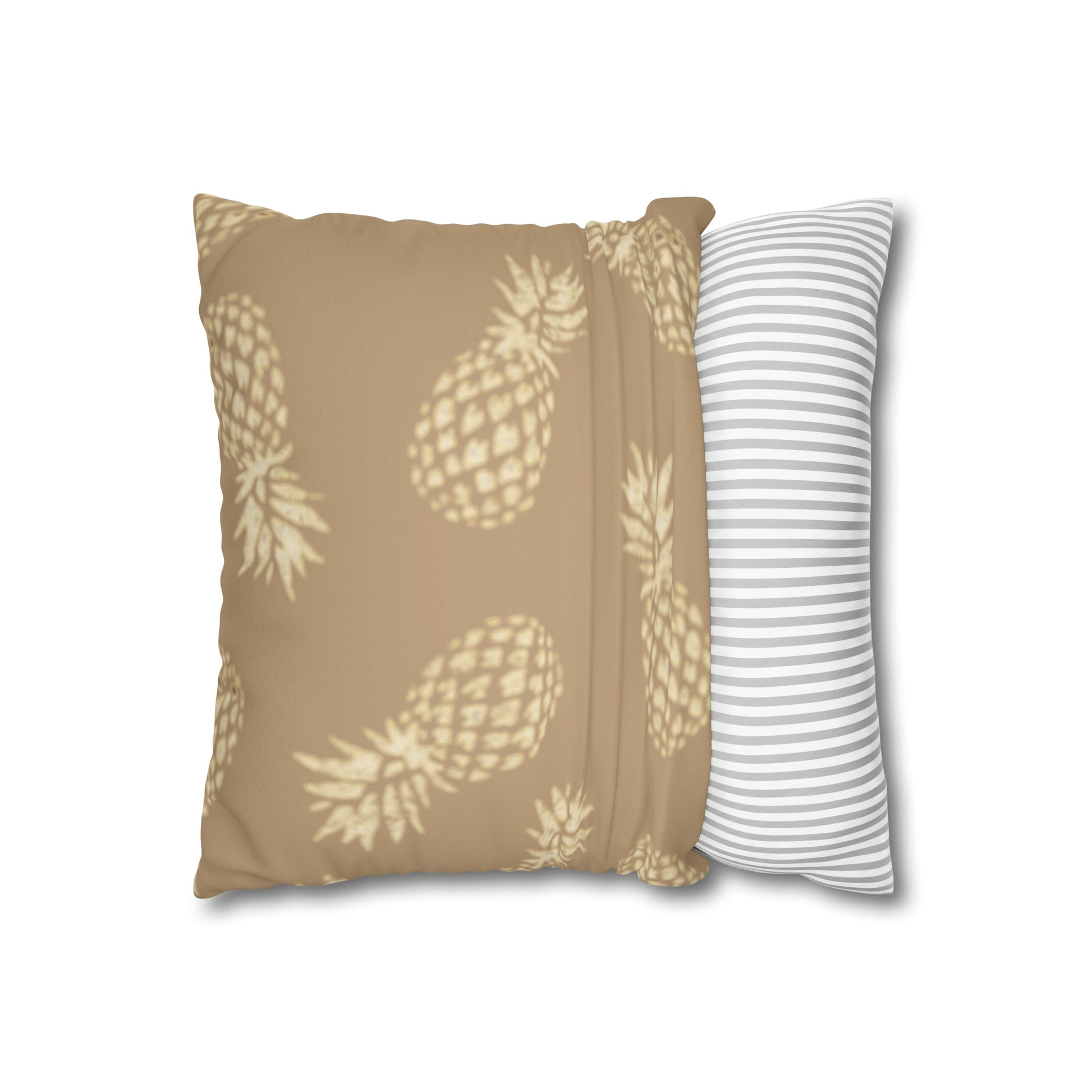 Faux Suede Square Pillow Case Large Pineapple Khaki (4 sizes) - Global Village Kailua Boutique