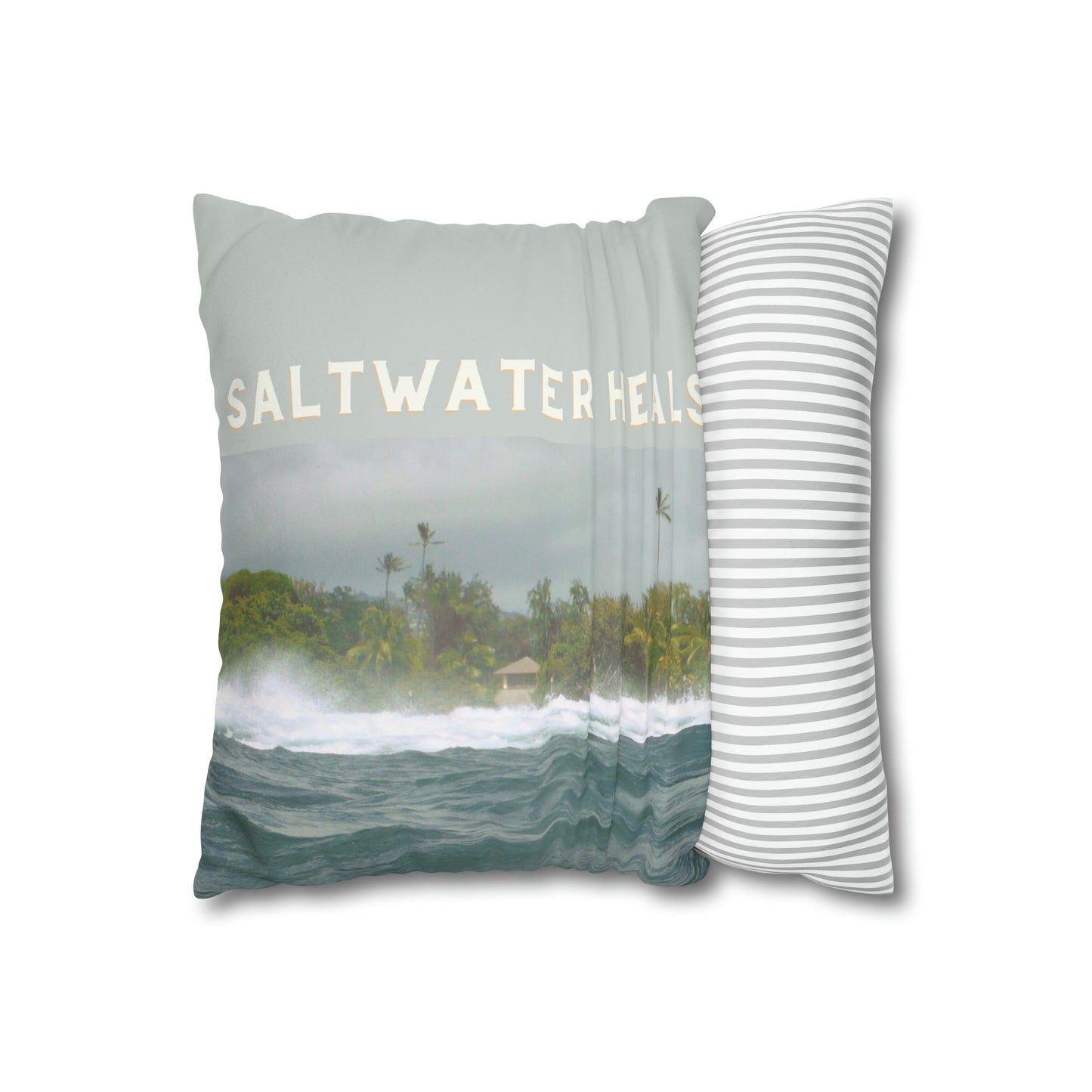 Faux Suede Square Pillow Case Saltwater Heals (4 sizes) - Global Village Kailua Boutique