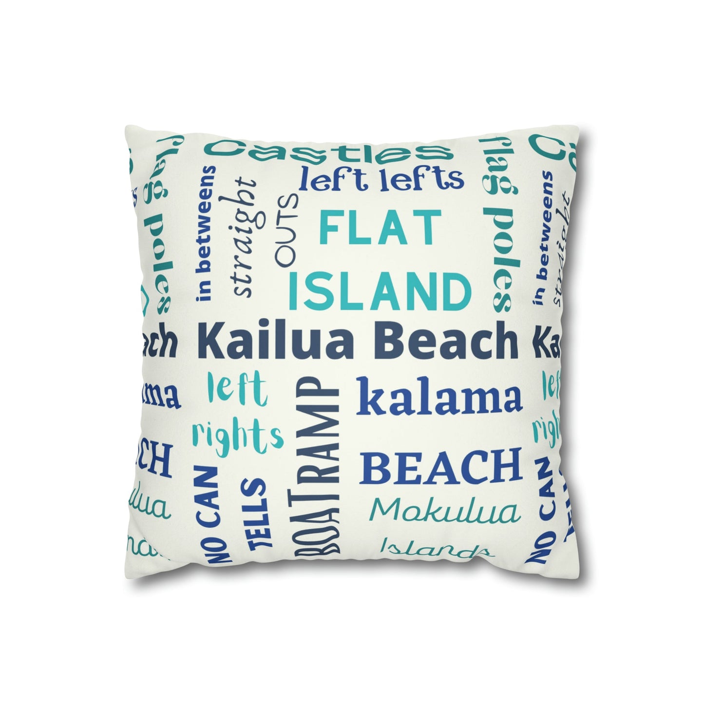 Faux Suede Square Pillow Case Surf Breaks & Beaches (4 sizes) - Global Village Kailua Boutique