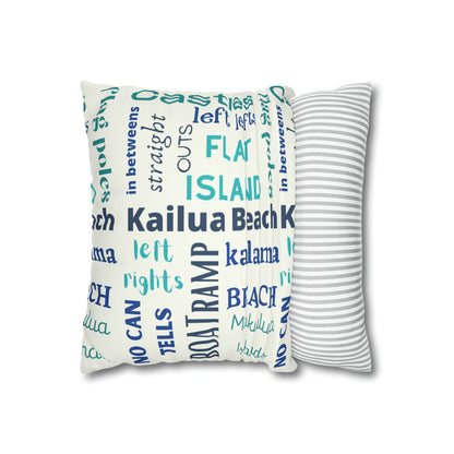 Faux Suede Square Pillow Case Surf Breaks & Beaches (4 sizes) - Global Village Kailua Boutique