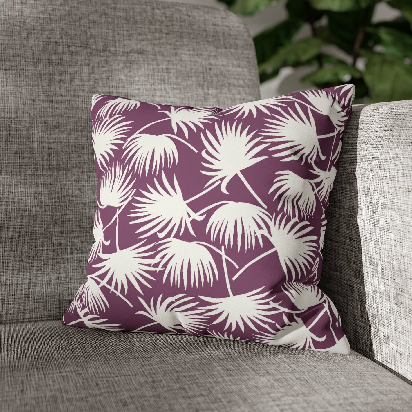 Faux Suede Square Pillow Fan Palm Mulberry (4 sizes) - Global Village Kailua Boutique