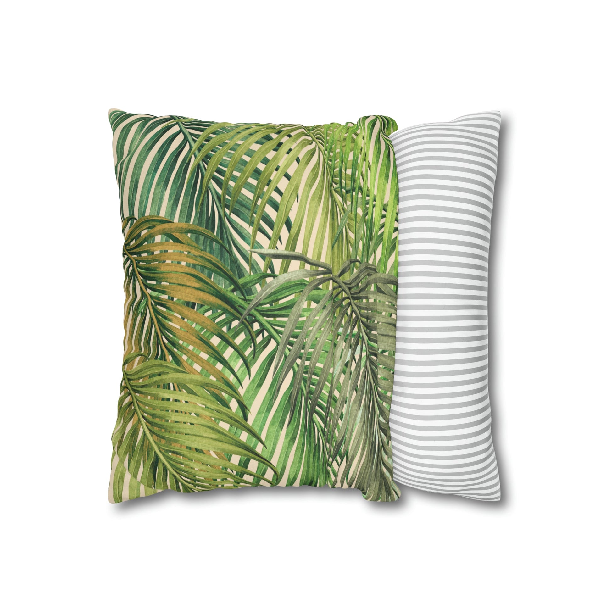Faux Suede Square Pillow Watercolor Palm Leaf (4 sizes) - Global Village Kailua Boutique