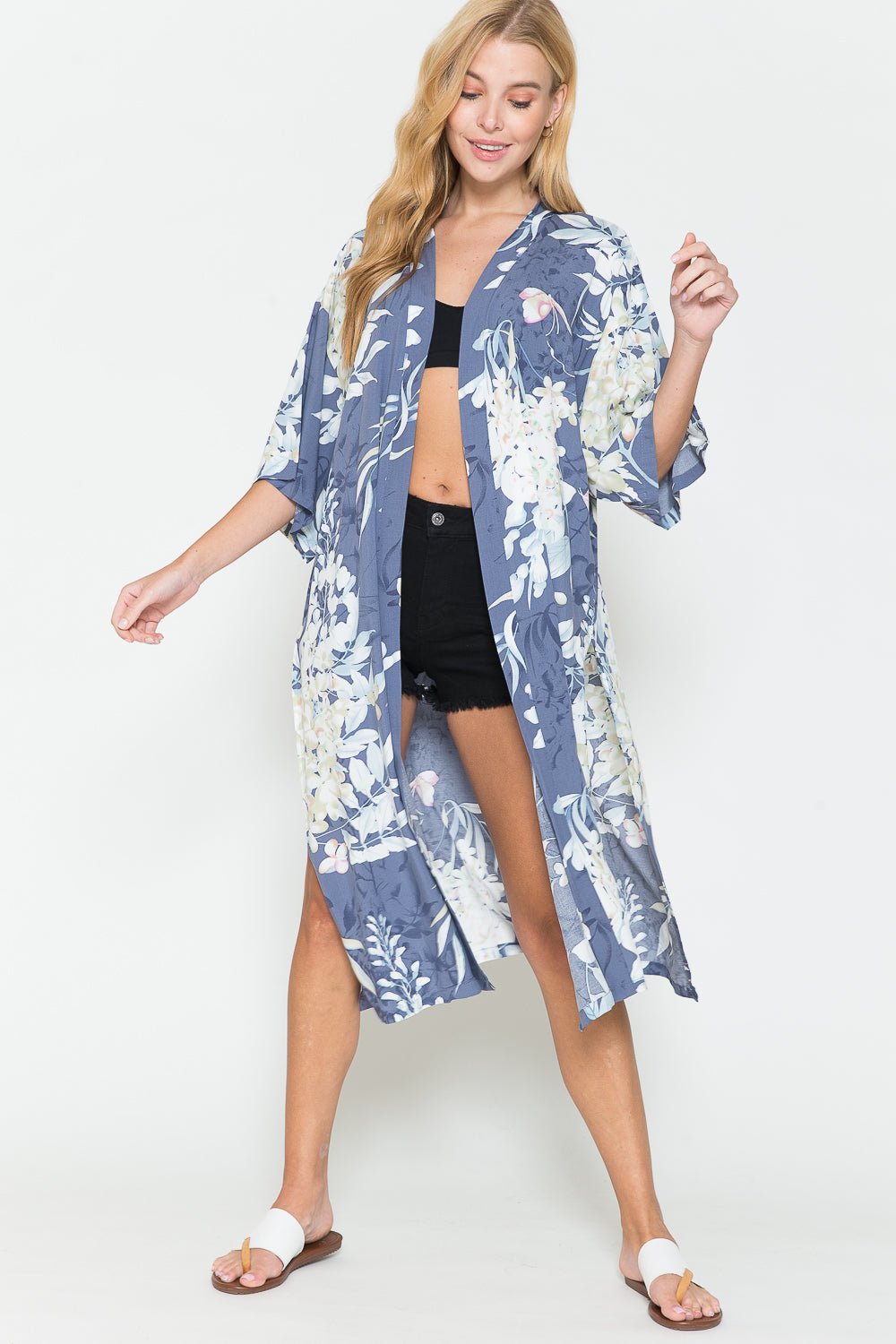 Floral Print Cardigan Global Village Kailua Boutique