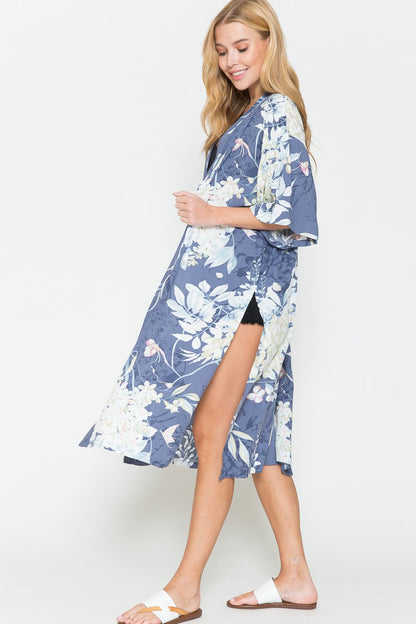 Floral Print Cardigan Global Village Kailua Boutique