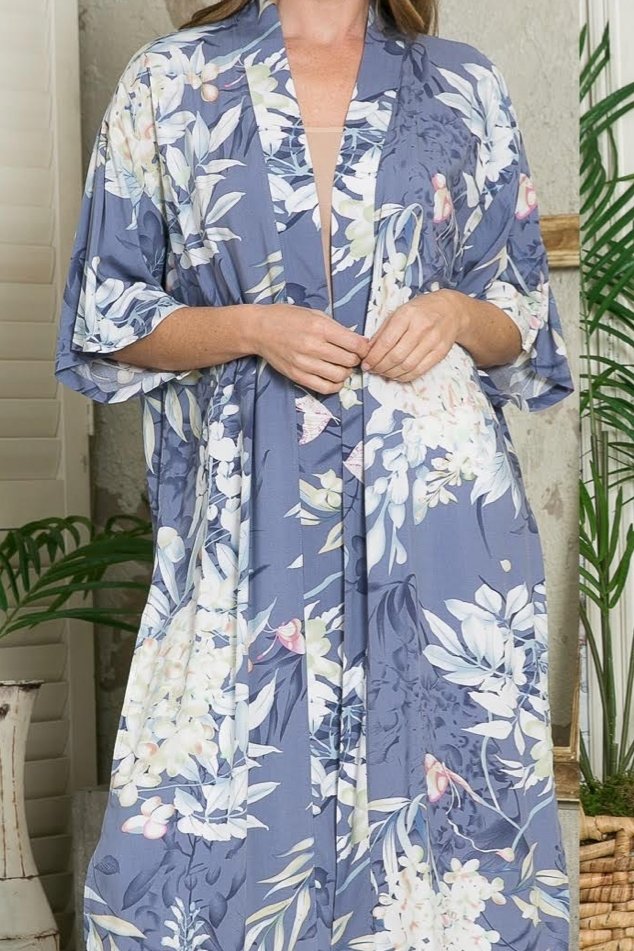 Floral Print Cardigan Global Village Kailua Boutique