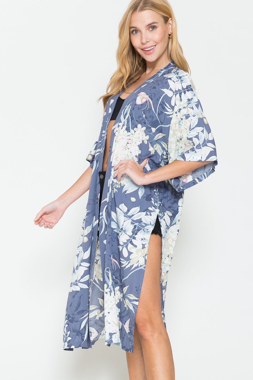 Floral Print Cardigan Global Village Kailua Boutique