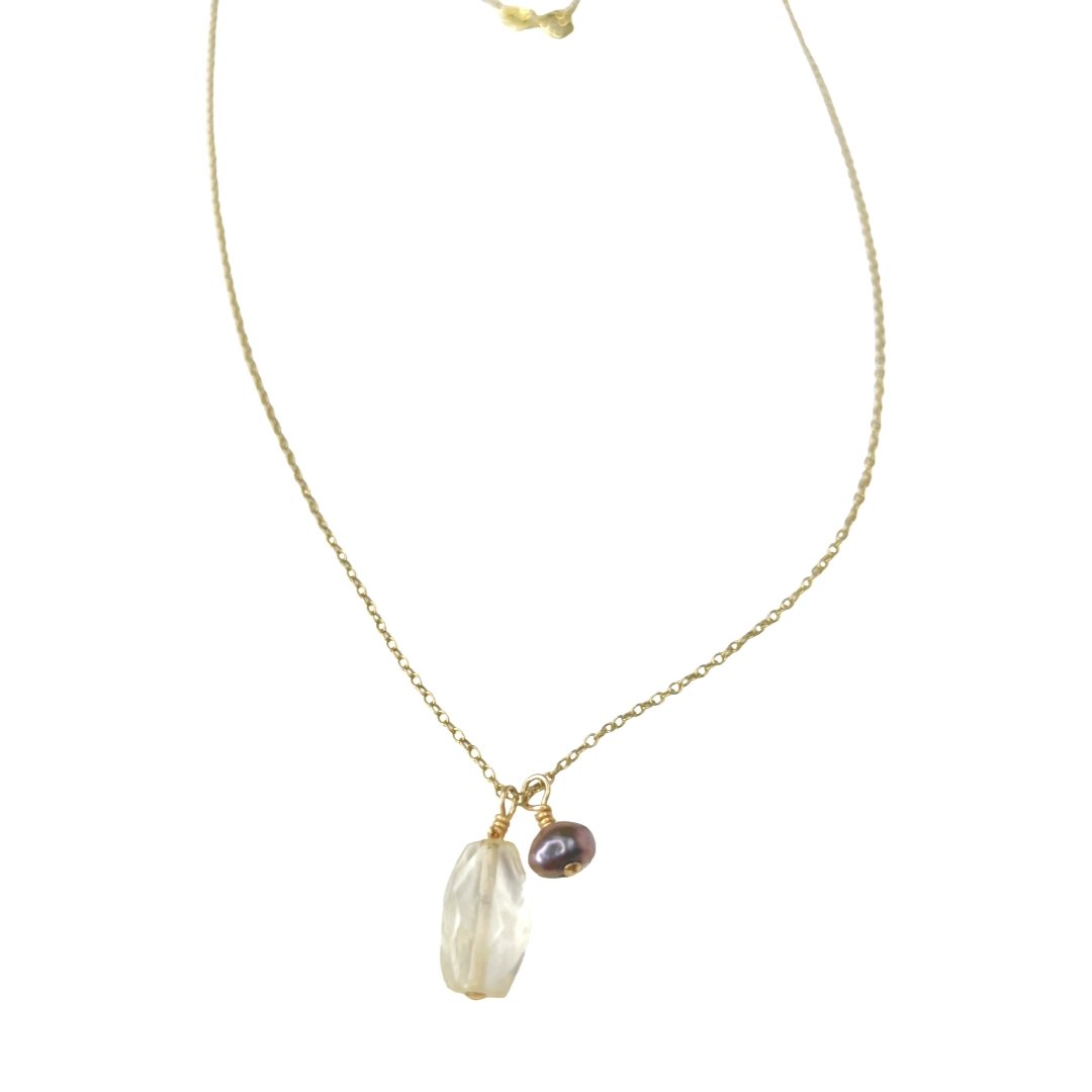 Gem Charm 14KT Gold Filled Necklace 18" - Global Village Kailua Boutique
