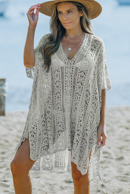Gray Lace V-Neck Cover Up - Global Village Kailua Boutique