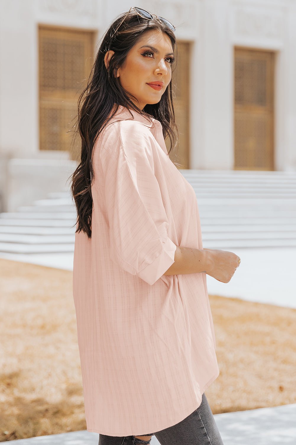 light pink half sleeve shirt