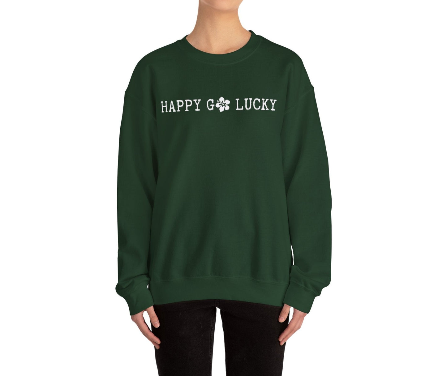 Happy Go Lucky Unisex Heavy Blend Crewneck Sweatshirt - Global Village Kailua Boutique