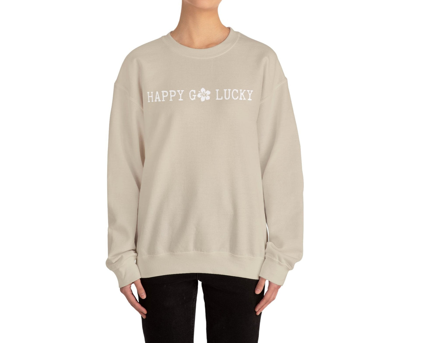 Happy Go Lucky Unisex Heavy Blend Crewneck Sweatshirt - Global Village Kailua Boutique