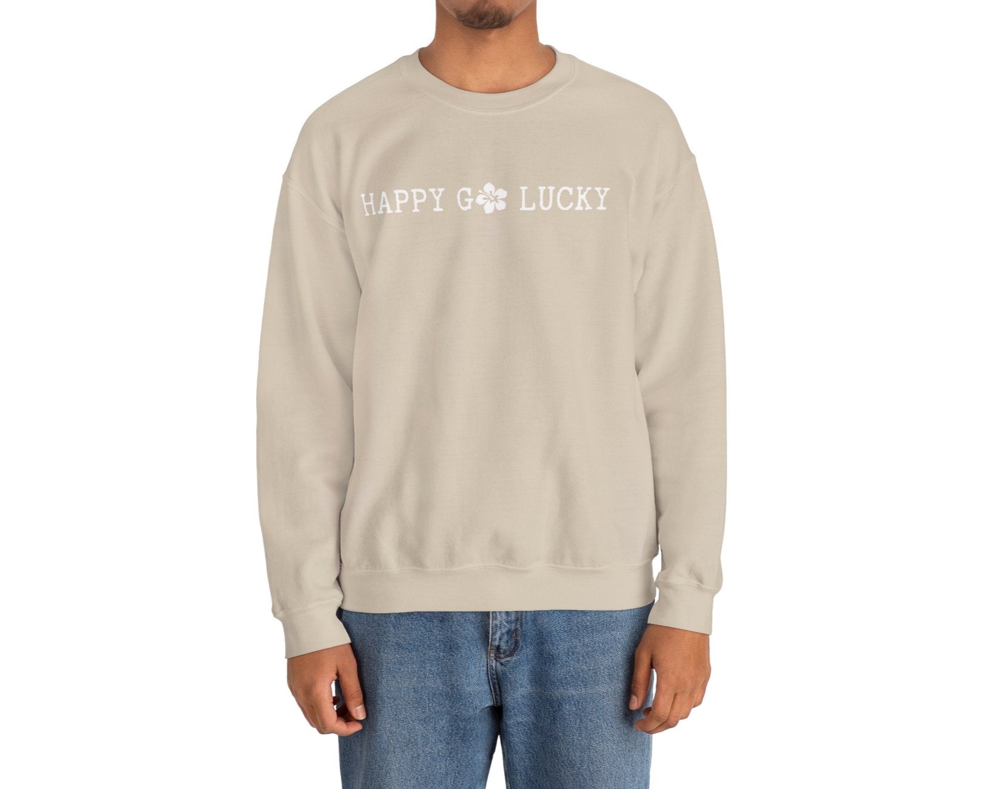 Happy Go Lucky Unisex Heavy Blend Crewneck Sweatshirt - Global Village Kailua Boutique