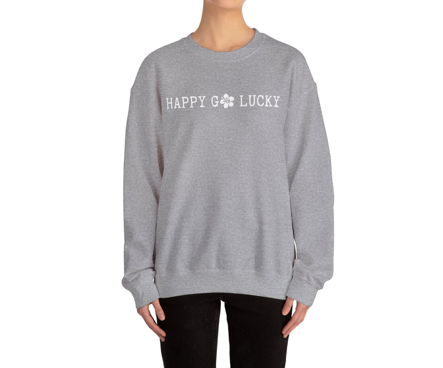 Happy Go Lucky Unisex Heavy Blend Crewneck Sweatshirt - Global Village Kailua Boutique