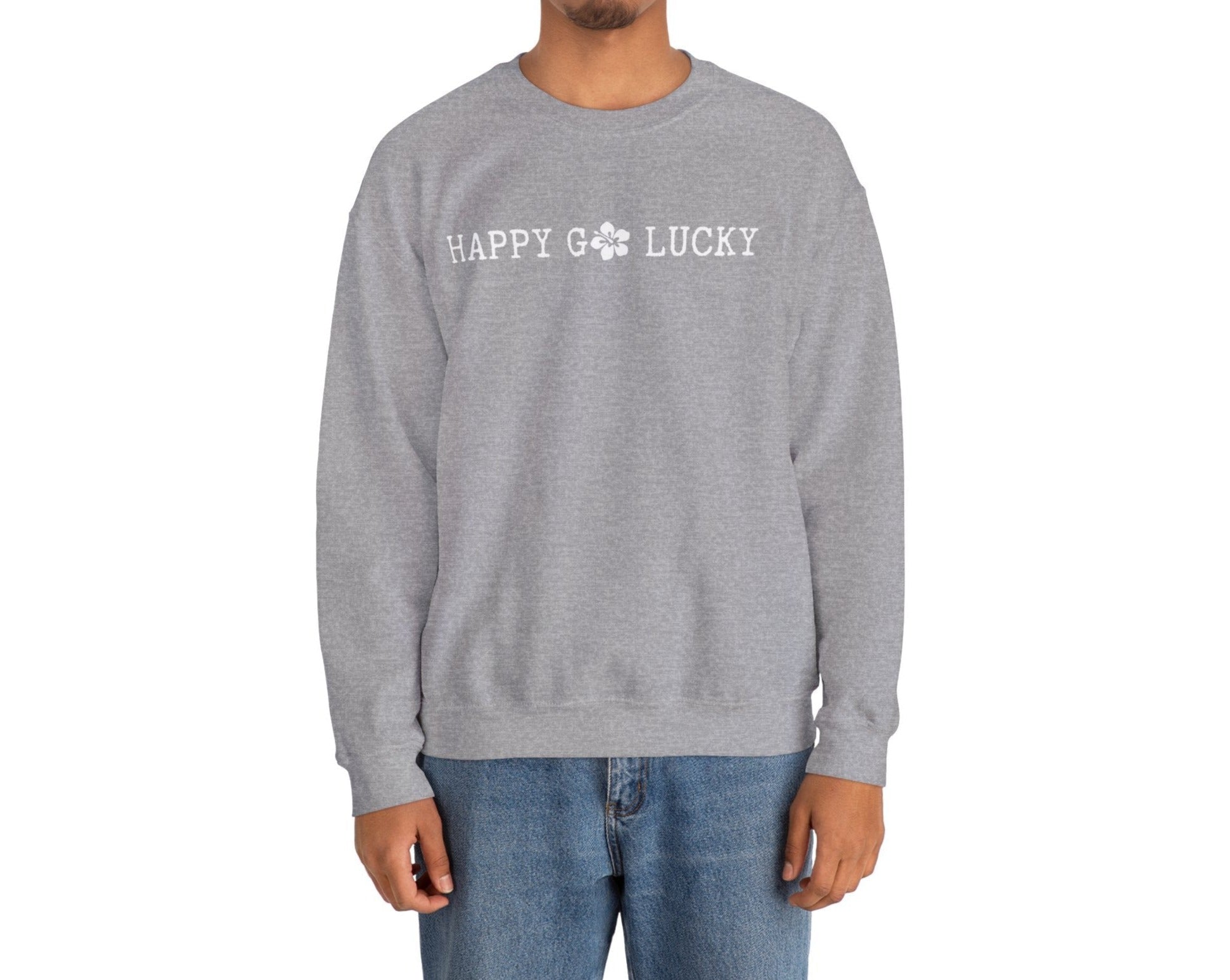 Happy Go Lucky Unisex Heavy Blend Crewneck Sweatshirt - Global Village Kailua Boutique