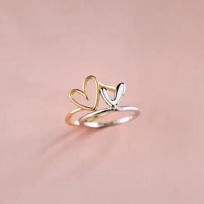 Heart Shape 925 Sterling Silver Gold Plated Ring - Global Village Kailua Boutique