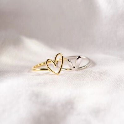 Heart Shape 925 Sterling Silver Gold Plated Ring - Global Village Kailua Boutique