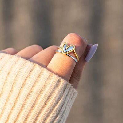 Heart Shape 925 Sterling Silver Gold Plated Ring - Global Village Kailua Boutique