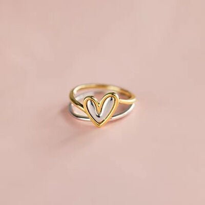 Heart Shape 925 Sterling Silver Gold Plated Ring - Global Village Kailua Boutique