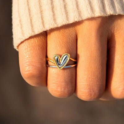 Heart Shape 925 Sterling Silver Gold Plated Ring - Global Village Kailua Boutique