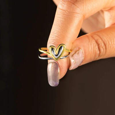 Heart Shape 925 Sterling Silver Gold Plated Ring - Global Village Kailua Boutique