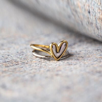 Heart Shape 925 Sterling Silver Gold Plated Ring - Global Village Kailua Boutique