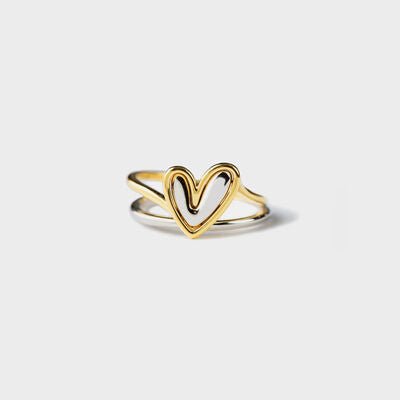 Heart Shape 925 Sterling Silver Gold Plated Ring - Global Village Kailua Boutique