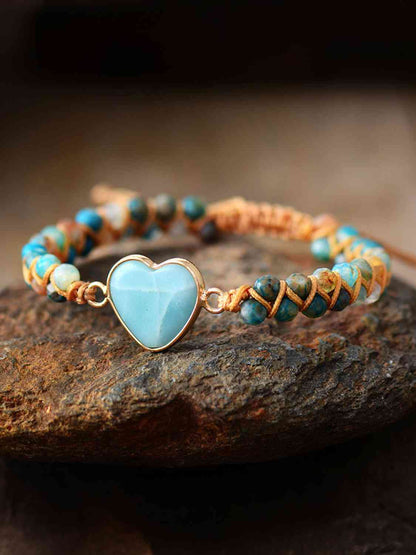 Heart Shape Gemstone Beaded Bracelet - Global Village Kailua Boutique