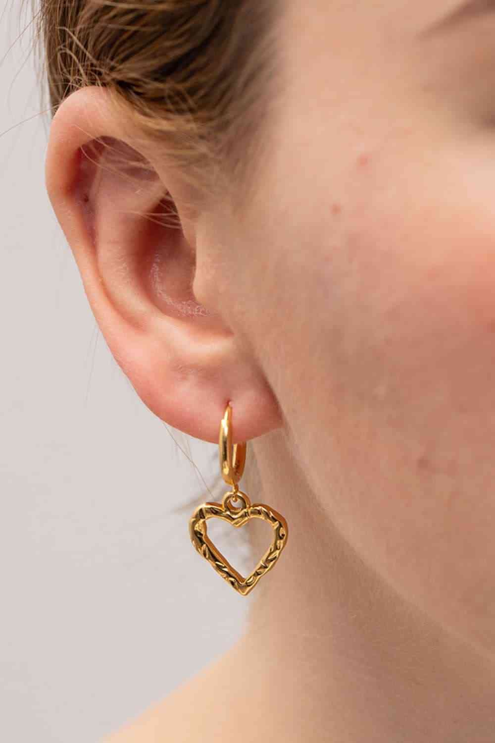 Heart Stainless Steel Drop Earrings - Global Village Kailua Boutique