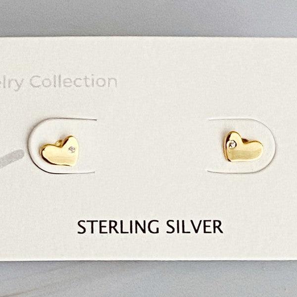 Heart Stud Sterling Silver Earrings - Global Village Kailua Boutique