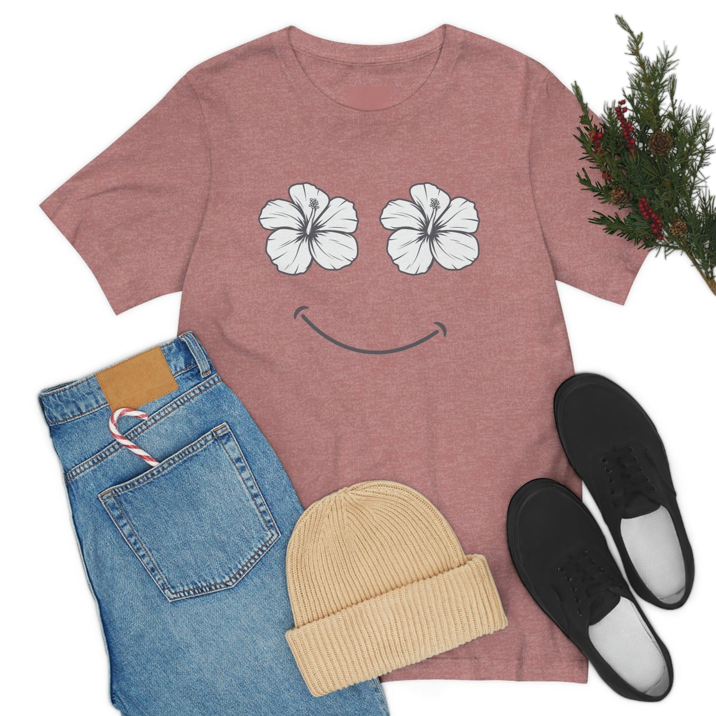 Hibiscus Happy Face Unisex Jersey Tee - Global Village Kailua Boutique