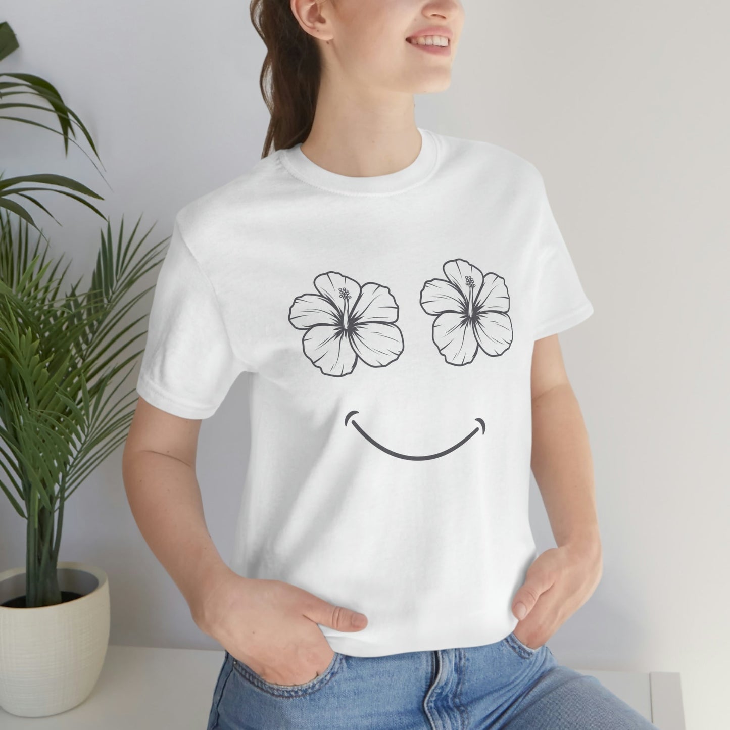 Hibiscus Happy Face Unisex Jersey Tee - Global Village Kailua Boutique